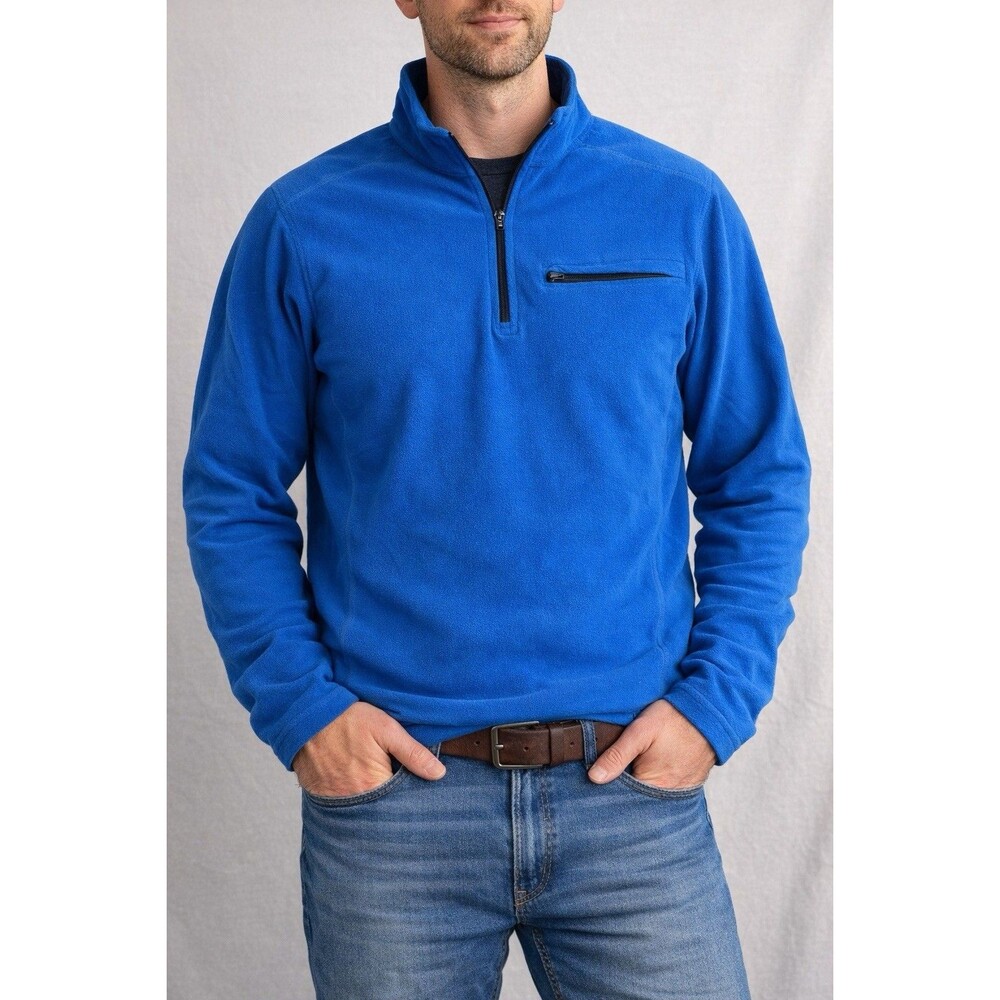 L.L. Bean Fleece Pullover Mens Large Blue Quarter Zip Jacket Outdoor Hiking